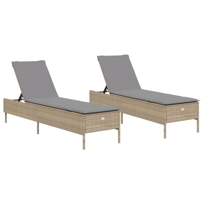 vidaXL PE Rattan Sun Lounger in Beige