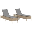 vidaXL PE Rattan Sun Lounger in Beige
