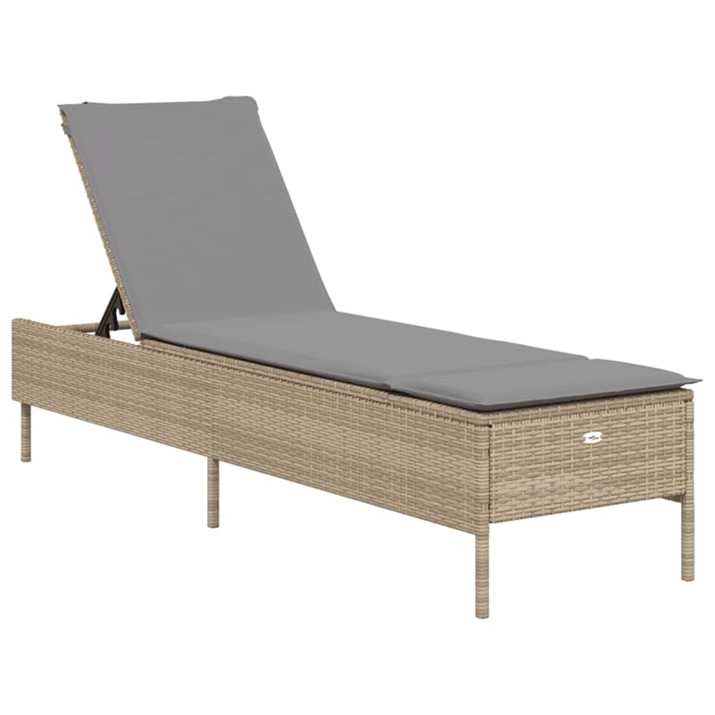 vidaXL PE Rattan Sun Lounger in Beige