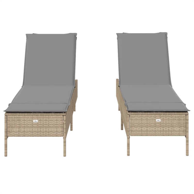 vidaXL PE Rattan Sun Lounger in Beige