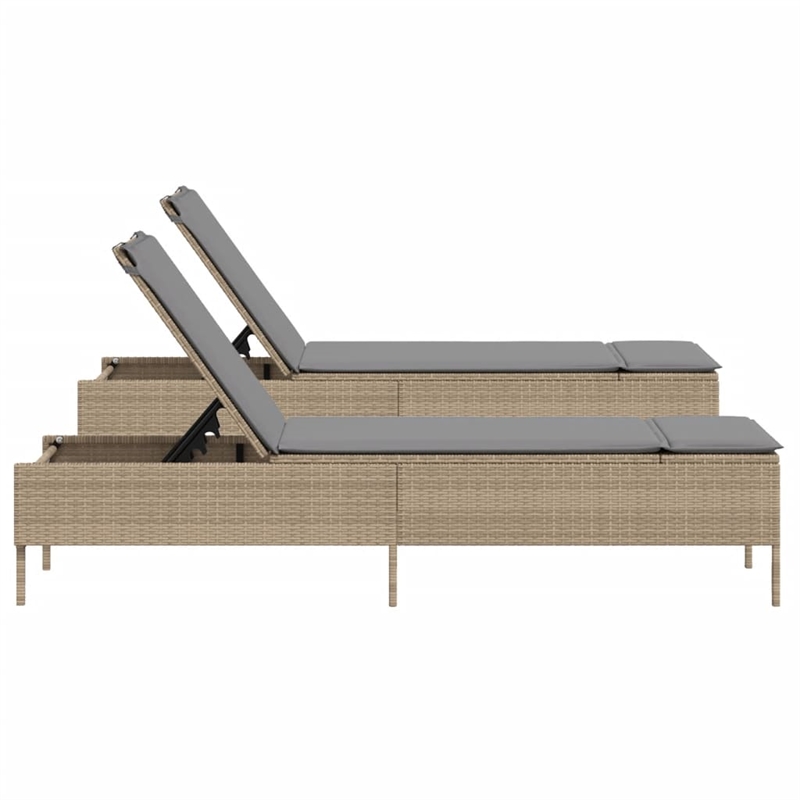 vidaXL PE Rattan Sun Lounger in Beige