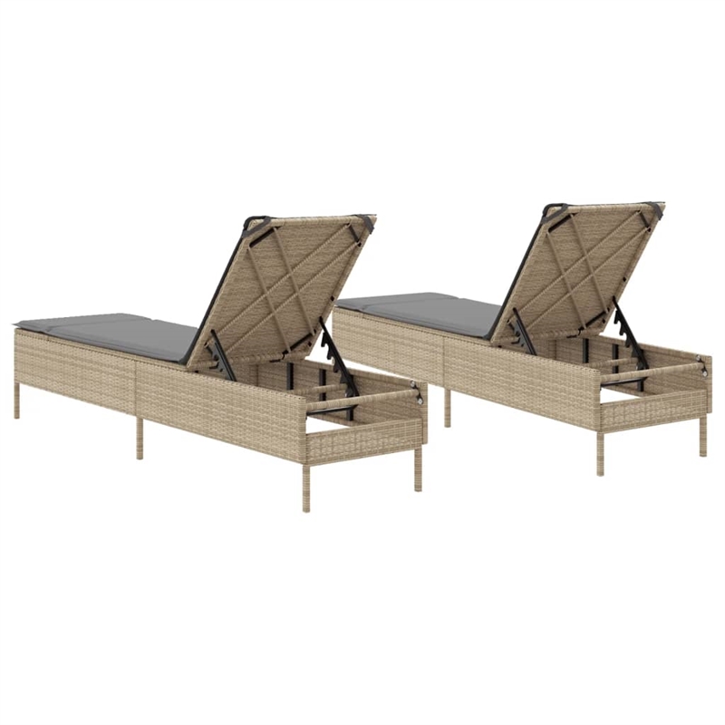 vidaXL PE Rattan Sun Lounger in Beige