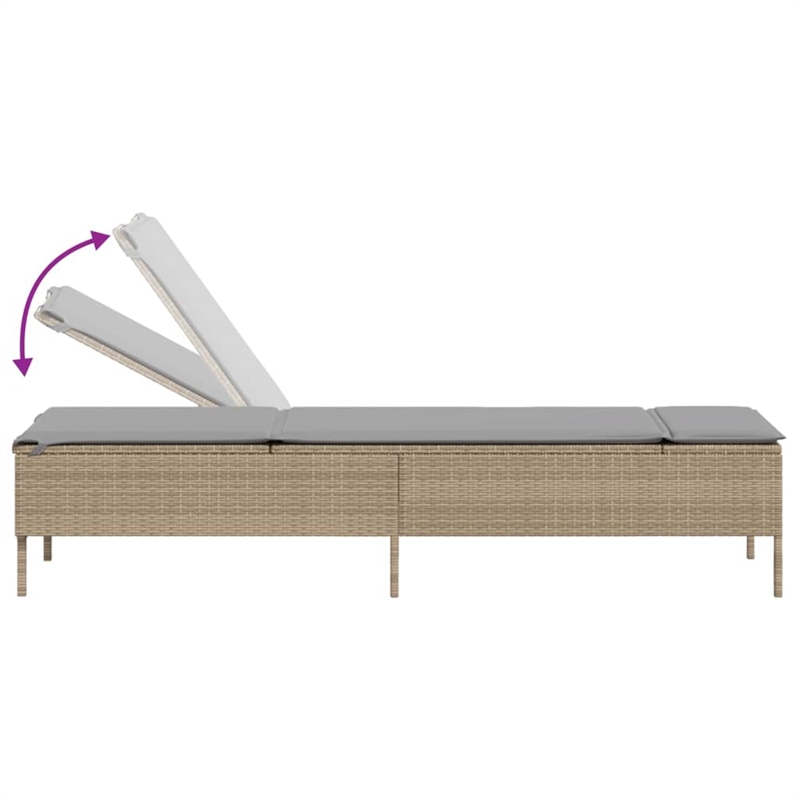 vidaXL PE Rattan Sun Lounger in Beige