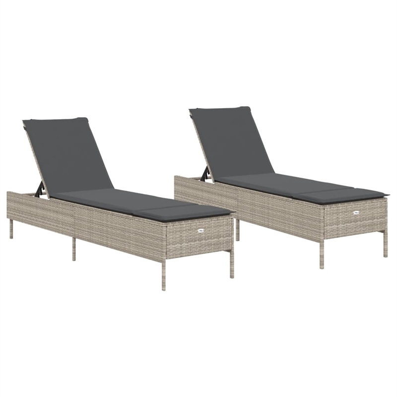 vidaXL PE Rattan Sun Lounger in Light Gray
