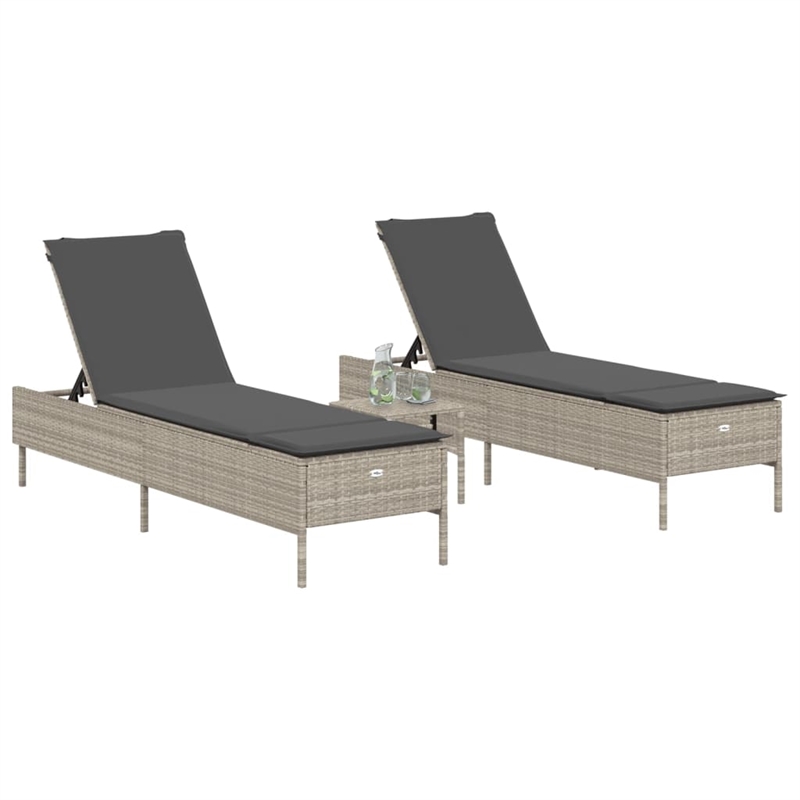 vidaXL PE Rattan Sun Lounger in Light Gray