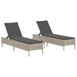 vidaXL PE Rattan Sun Lounger in Light Gray