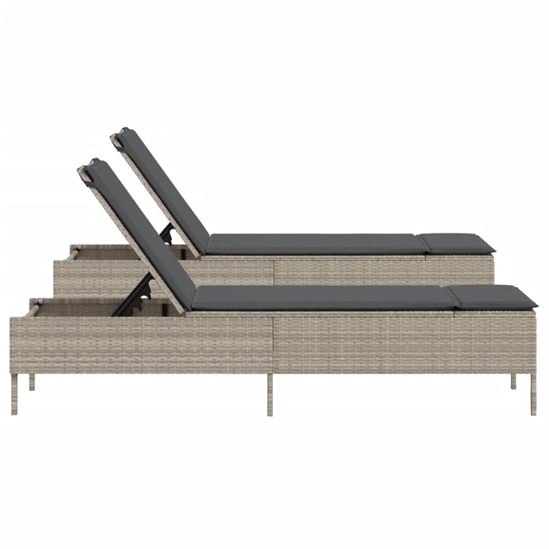 vidaXL PE Rattan Sun Lounger in Light Gray