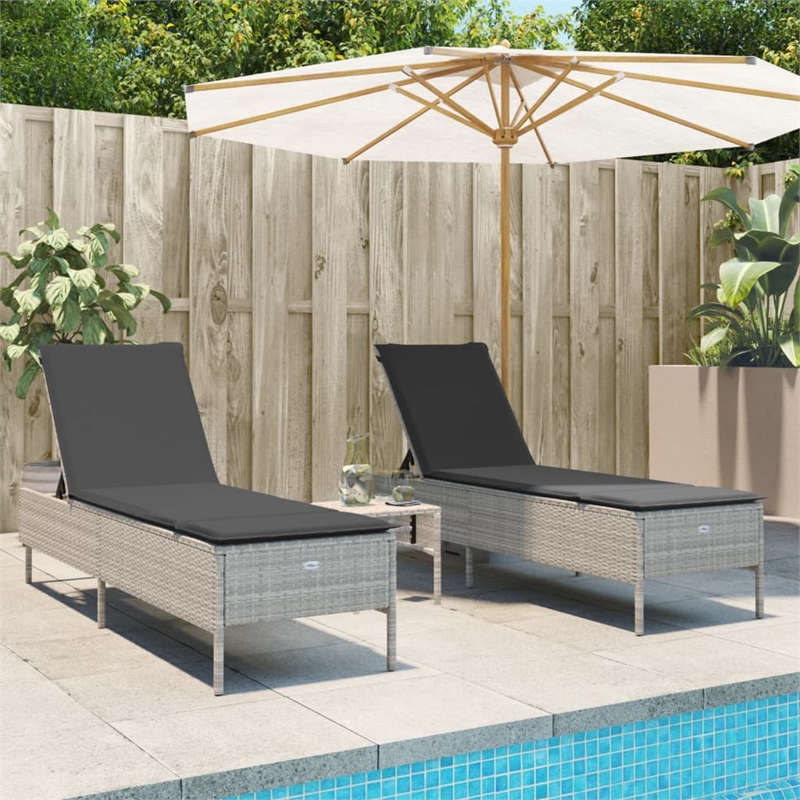 vidaXL PE Rattan Sun Lounger in Light Gray