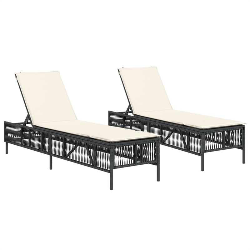 vidaXL Sun Lounger in Black/Cream/White
