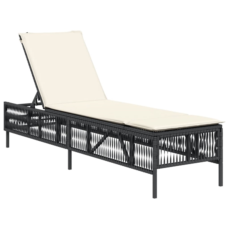 vidaXL Sun Lounger in Black/Cream/White