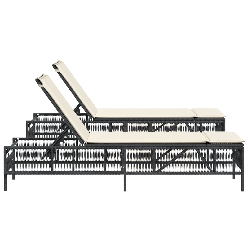 vidaXL Sun Lounger in Black/Cream/White