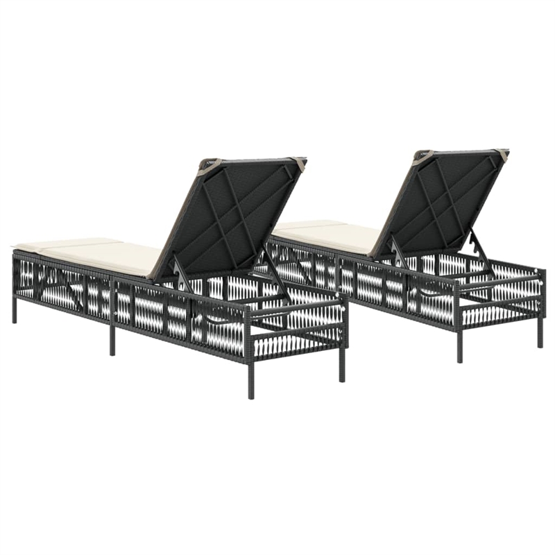 vidaXL Sun Lounger in Black/Cream/White