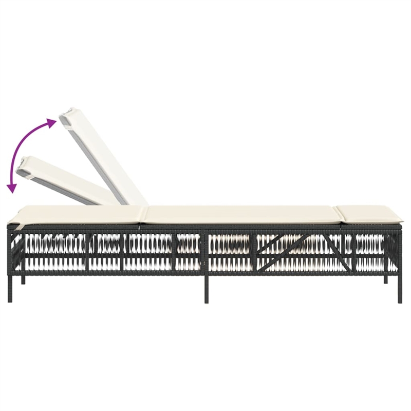 vidaXL Sun Lounger in Black/Cream/White