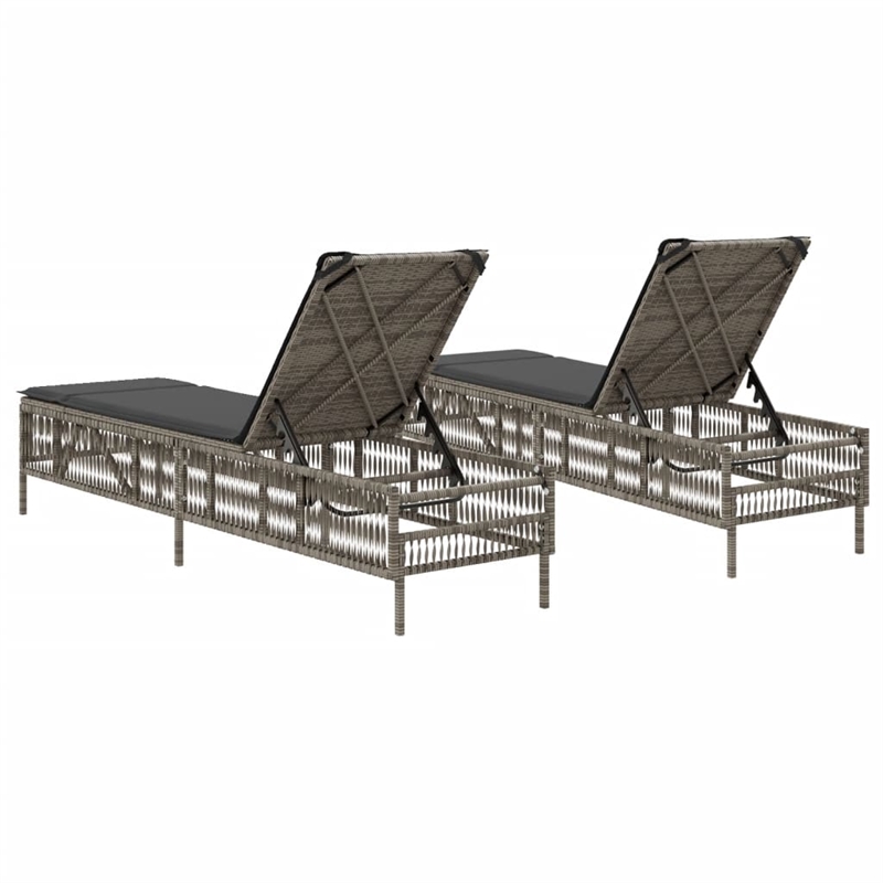 vidaXL PE Rattan Sun Lounger w/ Adjustable Armrests  in Gray