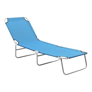 vidaXL Powder-Coated Steel Sun Lounger in Blue/Turquoise