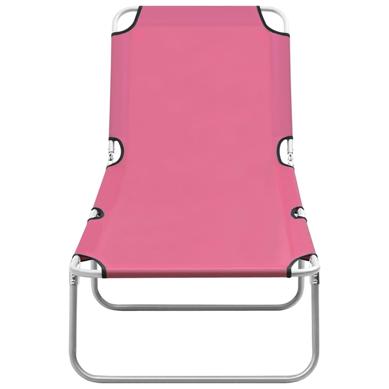 vidaXL Powder-Coated Steel Sun Lounger in Pink