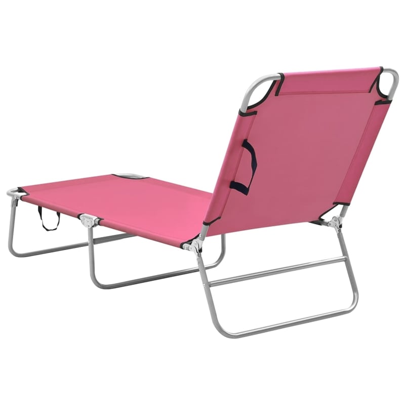 vidaXL Powder-Coated Steel Sun Lounger in Pink