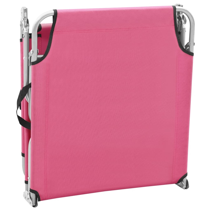 vidaXL Powder-Coated Steel Sun Lounger in Pink