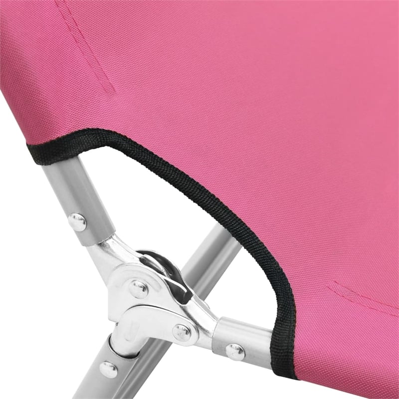vidaXL Powder-Coated Steel Sun Lounger in Pink