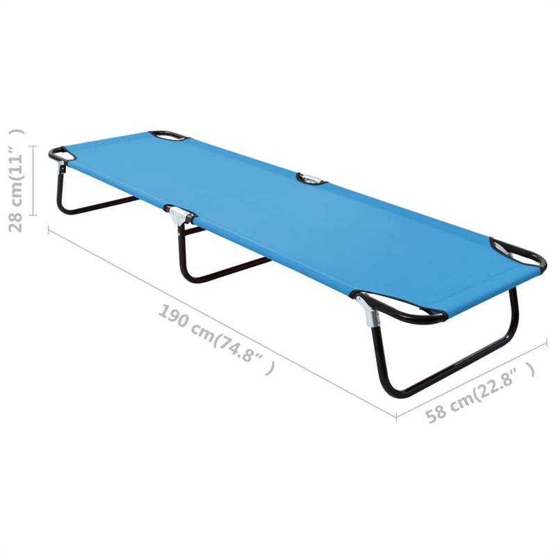 vidaXL Powder-Coated Steel Sun Lounger in Turquoise Blue