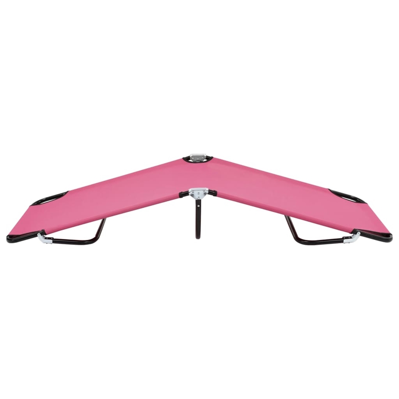 vidaXL Powder-Coated Steel Sun Lounger in Pink