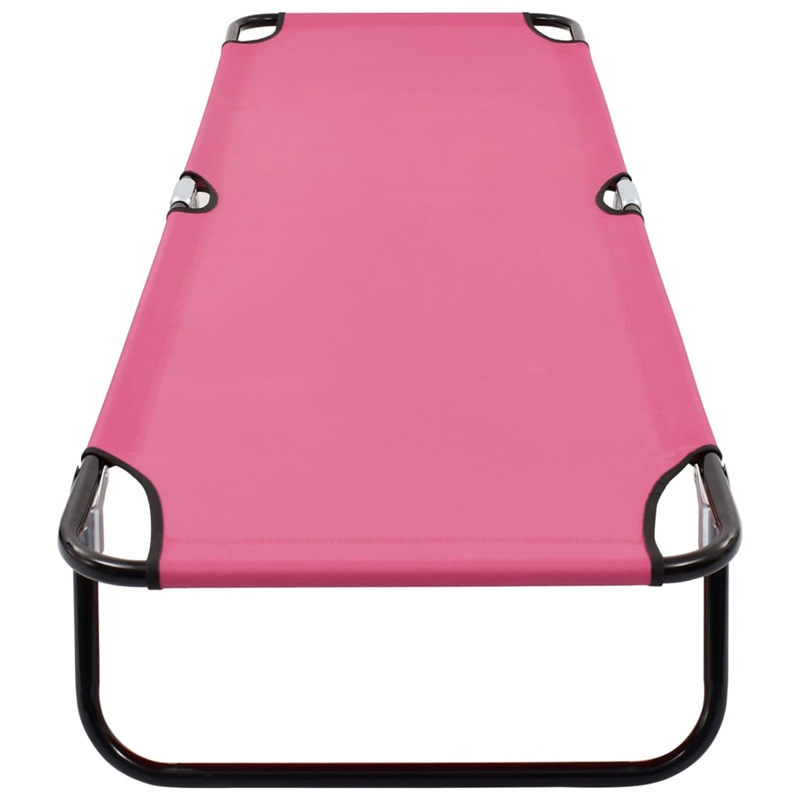 vidaXL Powder-Coated Steel Sun Lounger in Pink