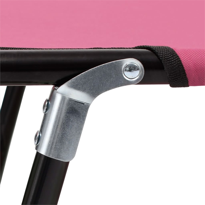 vidaXL Powder-Coated Steel Sun Lounger in Pink