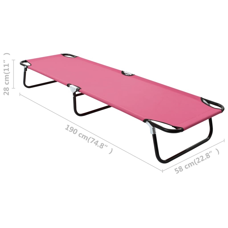 vidaXL Powder-Coated Steel Sun Lounger in Pink