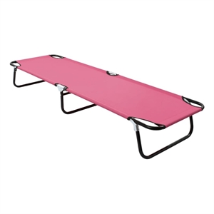 vidaXL Powder-Coated Steel Sun Lounger in Pink