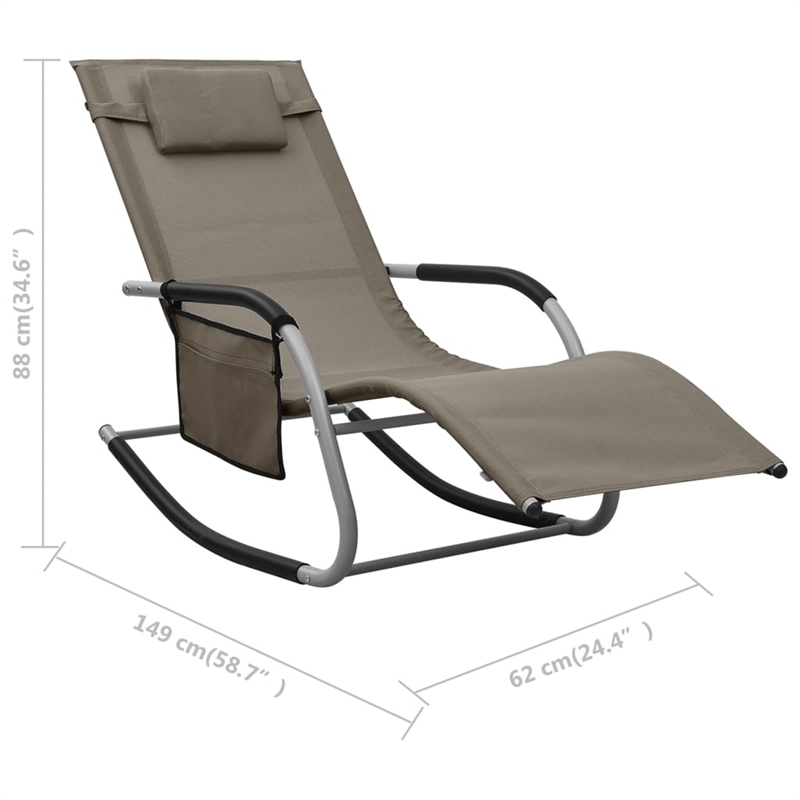 vidaXL Foldable Textilene Sun Lounger in Taupe