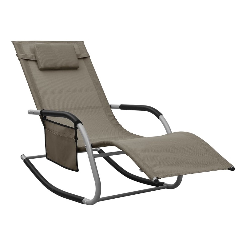 vidaXL Foldable Textilene Sun Lounger in Taupe