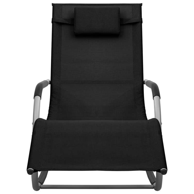 vidaXL Textilene Sun Lounger in Black/Gray (Set of 2)