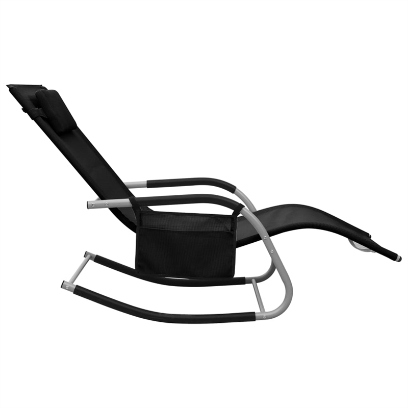 vidaXL Textilene Sun Lounger in Black/Gray (Set of 2)