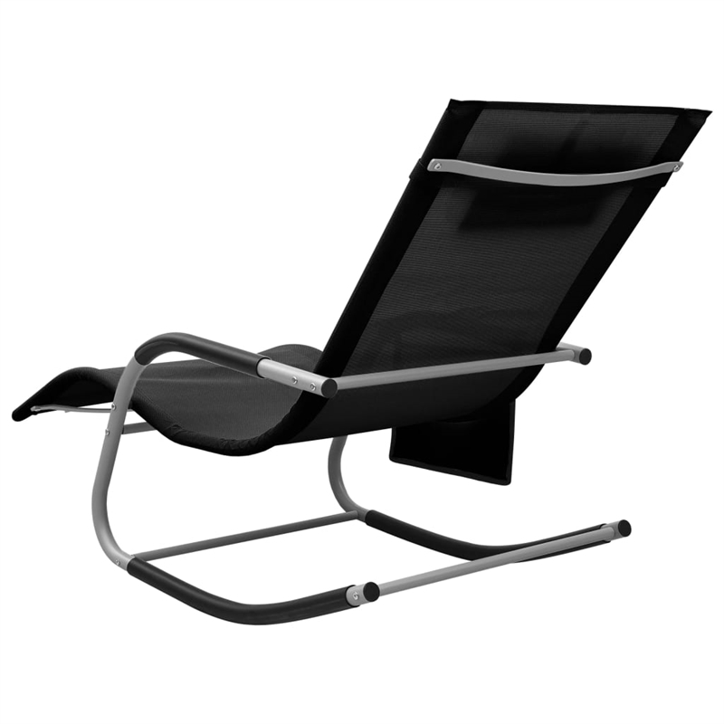 vidaXL Textilene Sun Lounger in Black/Gray (Set of 2)