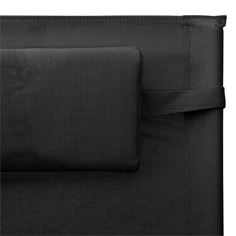 vidaXL Textilene Sun Lounger in Black/Gray (Set of 2)