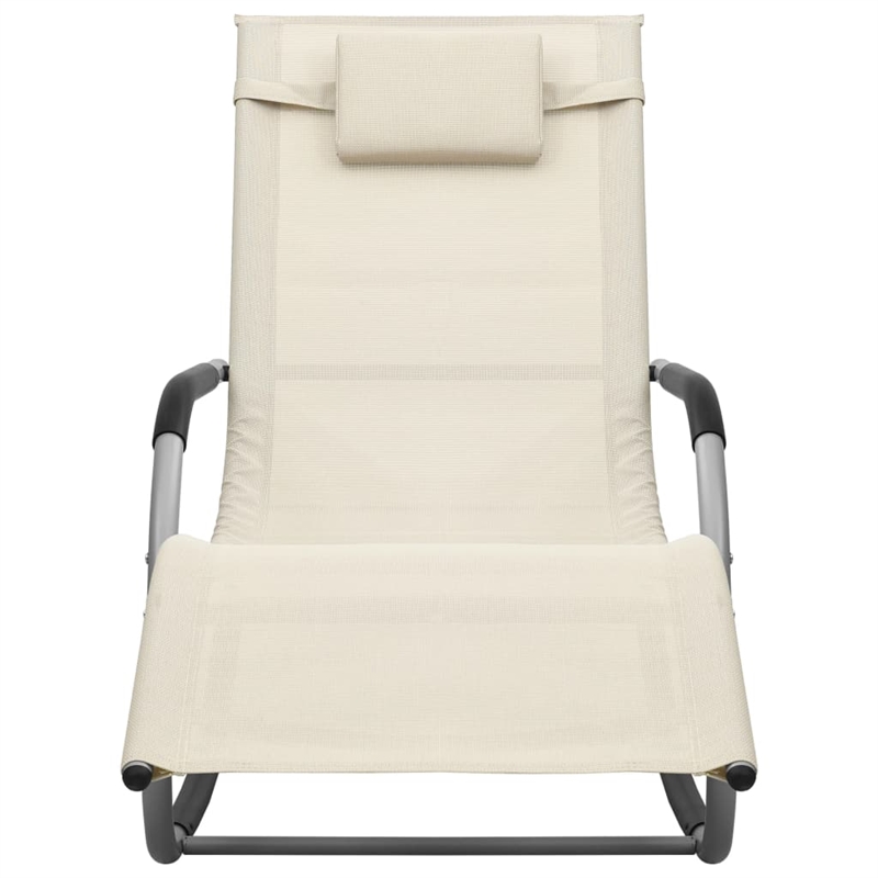 vidaXL Powder-Coated Steel Sun Lounger in Gray/Cream (Set of 2)