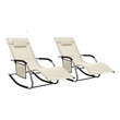 vidaXL Powder-Coated Steel Sun Lounger in Gray/Cream (Set of 2)