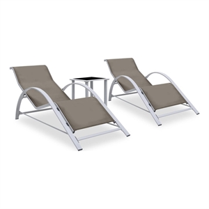 vidaXL Aluminum Sun Lounger in Taupe/Gray