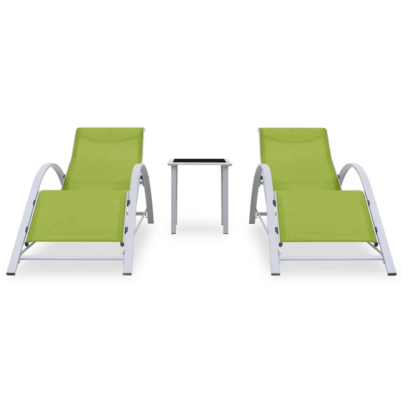 vidaXL Aluminum Sun Lounger w/ Adjustable Armrests in Green