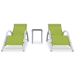 vidaXL Aluminum Sun Lounger w/ Adjustable Armrests in Green