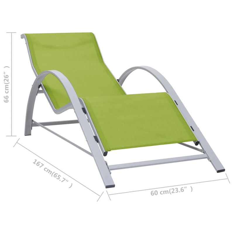 vidaXL Aluminum Sun Lounger w/ Adjustable Armrests in Green