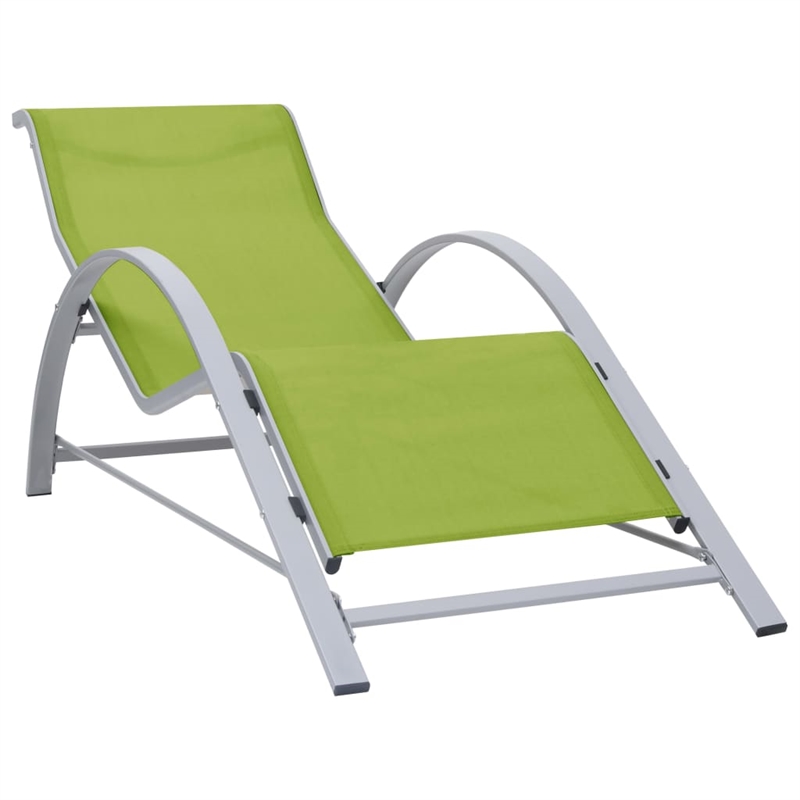 vidaXL Aluminum Sun Lounger w/ Adjustable Armrests in Green