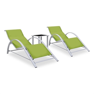 vidaXL Aluminum Sun Lounger w/ Adjustable Armrests in Green
