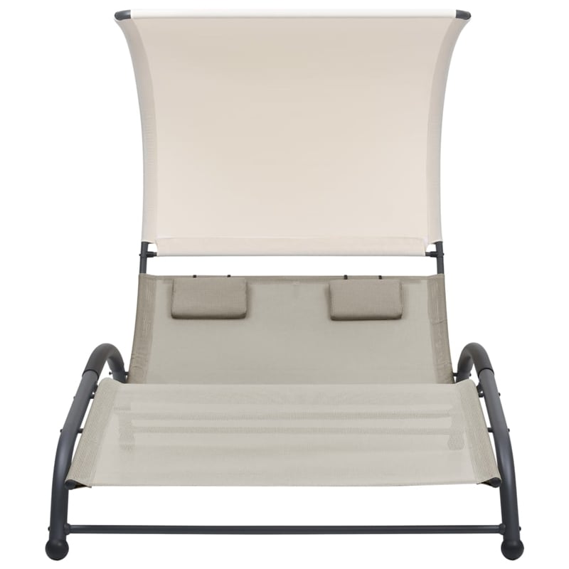 vidaXL Steel Double Sun Lounger in Cream