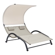 vidaXL Steel Double Sun Lounger in Cream