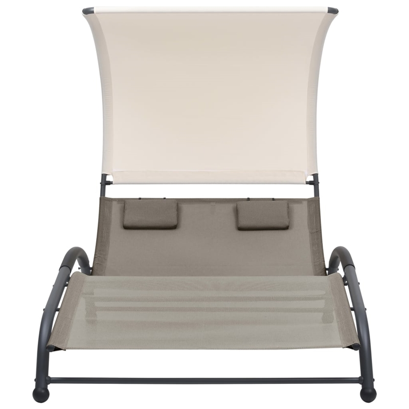vidaXL Steel Double Sun Lounger in Taupe