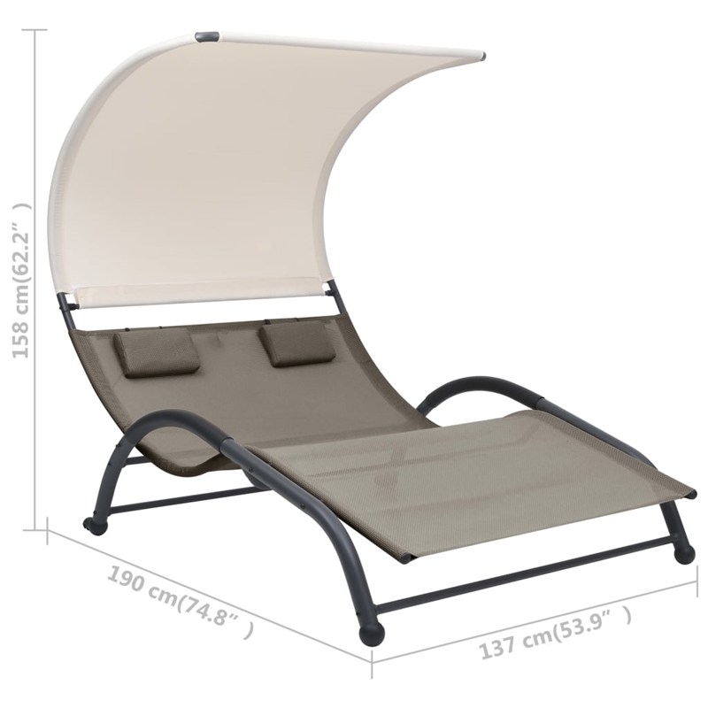 vidaXL Steel Double Sun Lounger in Taupe