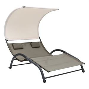 vidaXL Steel Double Sun Lounger in Taupe