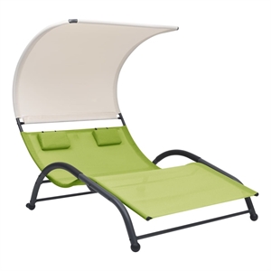 vidaXL Steel Double Sun Lounger in Green