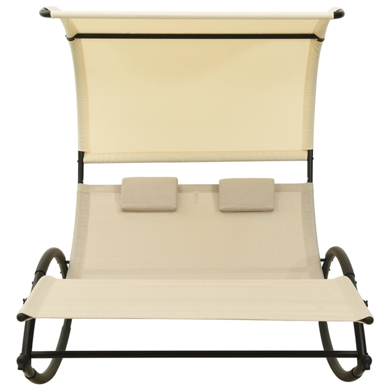 vidaXL Steel Double Sun Lounger in Cream